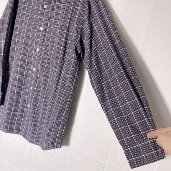 Chaps Purple Black White Plaid Long Sleeve Casual Button Up Shirt M - Picture 9 of 11